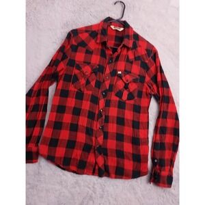 Salt Valley Shirt Mens Medium Flannel Buffalo Plaid Peal Snap Western Rodeo Work